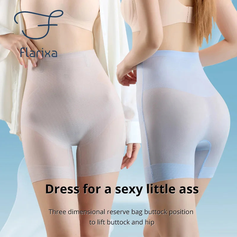 Flarixa Ultra Thin Ice Silk Safety Shorts Women High Waist Shaping Panties Seamless Slimming Underwear Tummy Pants Body Shaper