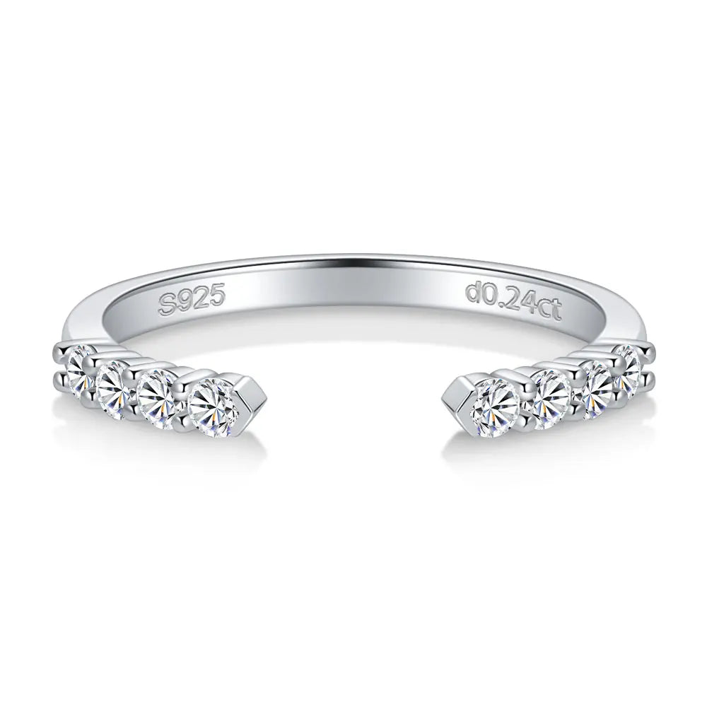 M-JAJA Moissanite Open Wedding Band S925 Sterling Silver for Women Gold Plated Diamond Ring Birthday Party Trendy Jewelry Gifts