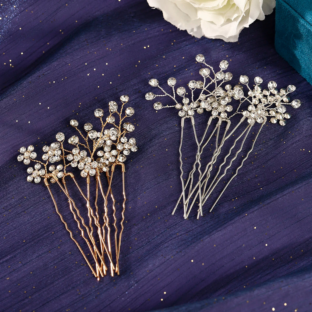 5/10PC Rhinestone Flower Delicate Hairpin Set Classic Handmade Hair Clips For Women Wedding Hair Accessories Elegant Headpieces