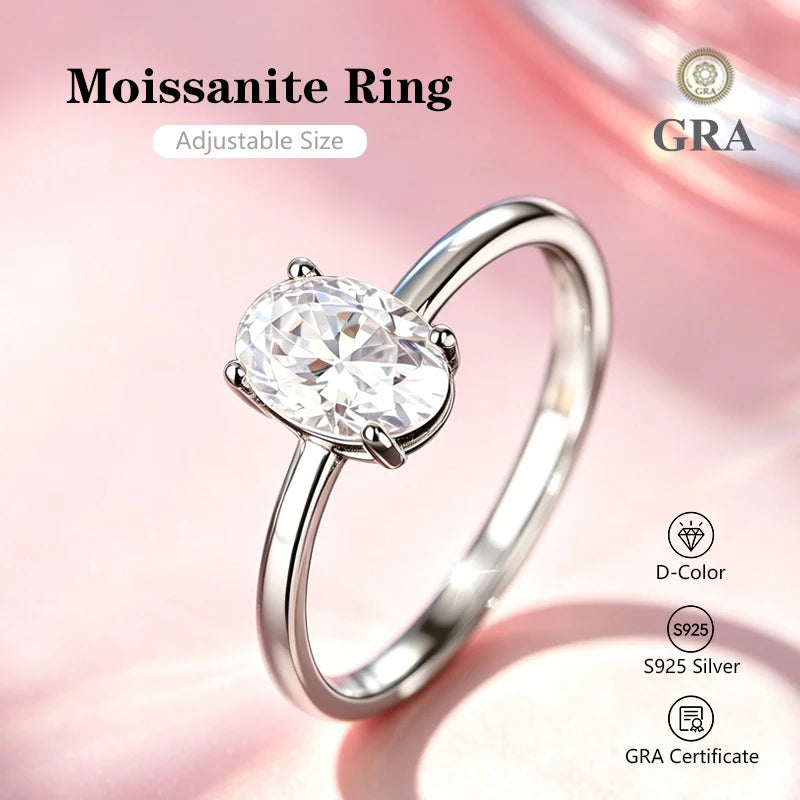 0.5-2.0CT Princess Cut Moissanite Ring D Color S925 Silver Passed Diamond Tester For Women Wedding Luxury Gifts With GRA
