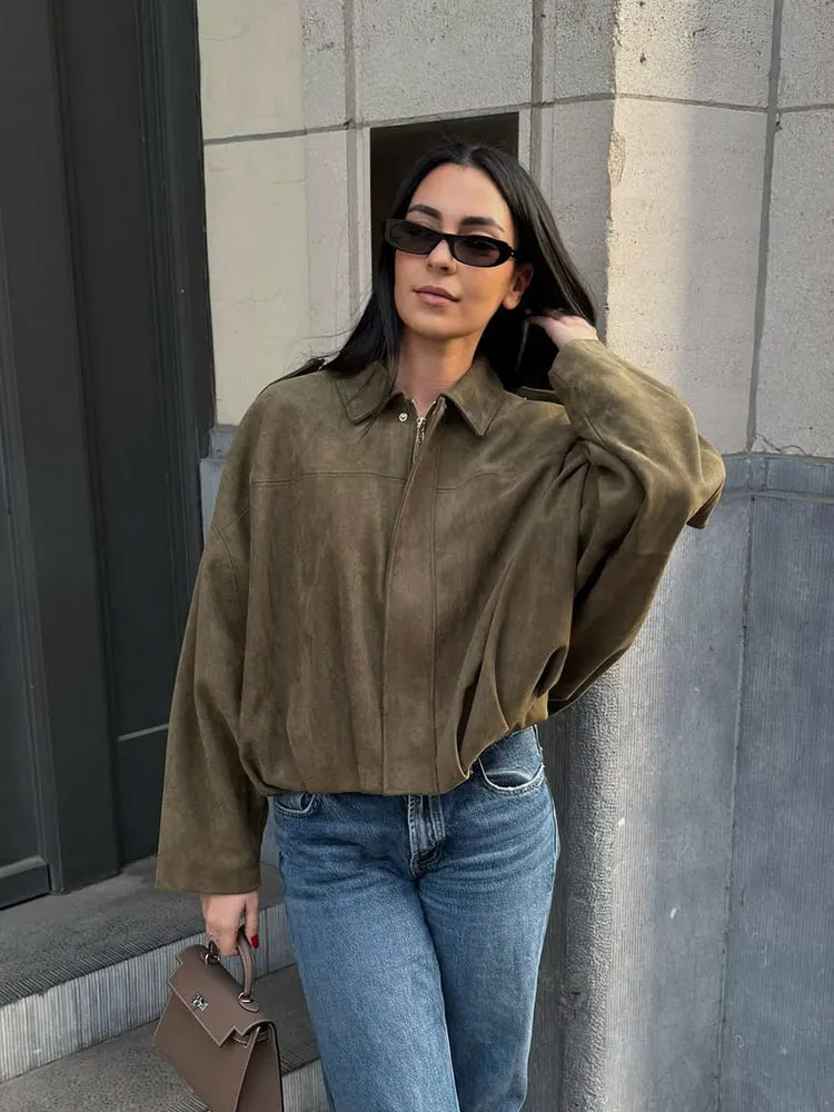 Women's Suede Zip Jacket