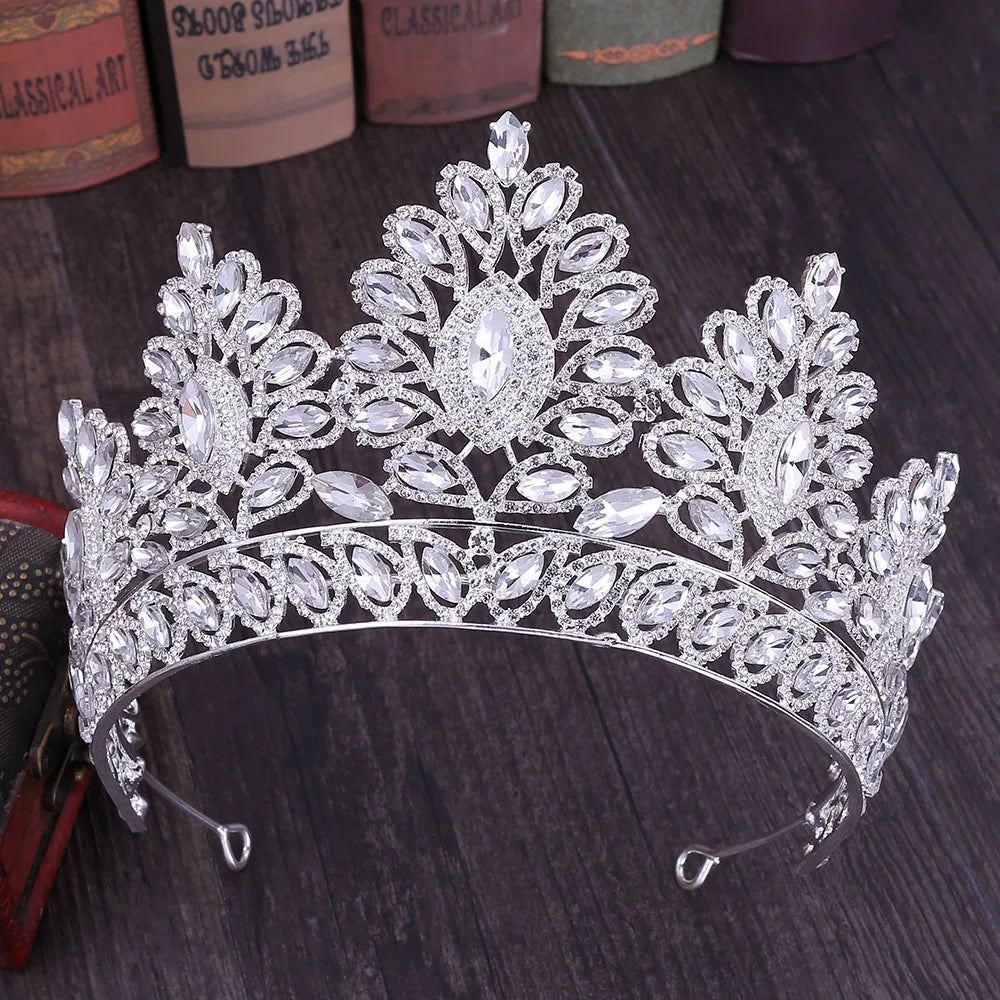 DIEZI 12 Colors New Baroque Princess Opal Crystal Tiara Crown Elegant Queen Tiara Wedding Party Hair Dress Accessories Jewelry