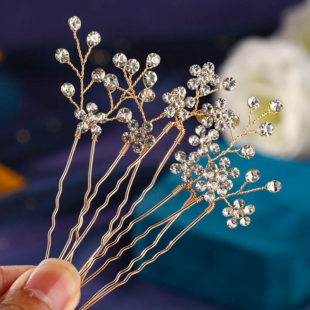 5/10PC Rhinestone Flower Delicate Hairpin Set Classic Handmade Hair Clips For Women Wedding Hair Accessories Elegant Headpieces