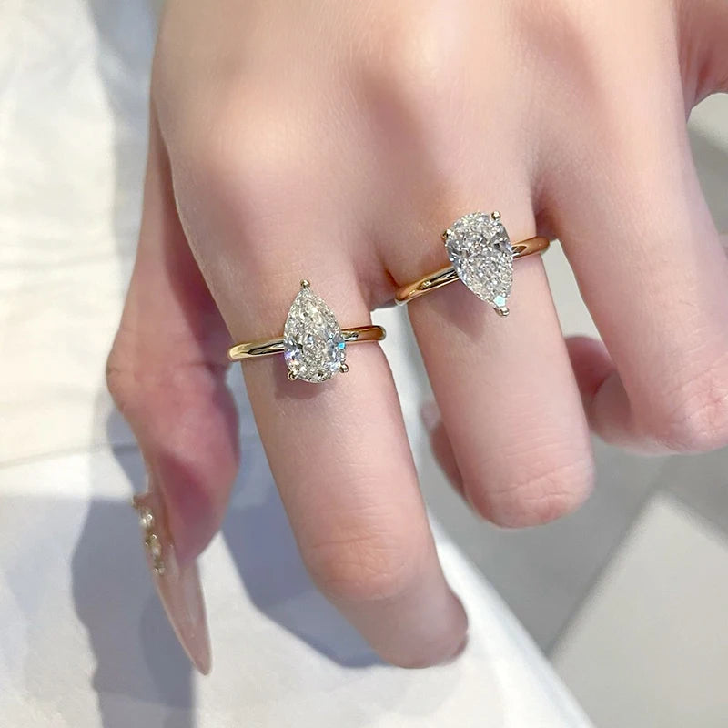 0.5-2.0CT Princess Cut Moissanite Ring D Color S925 Silver Passed Diamond Tester For Women Wedding Luxury Gifts With GRA