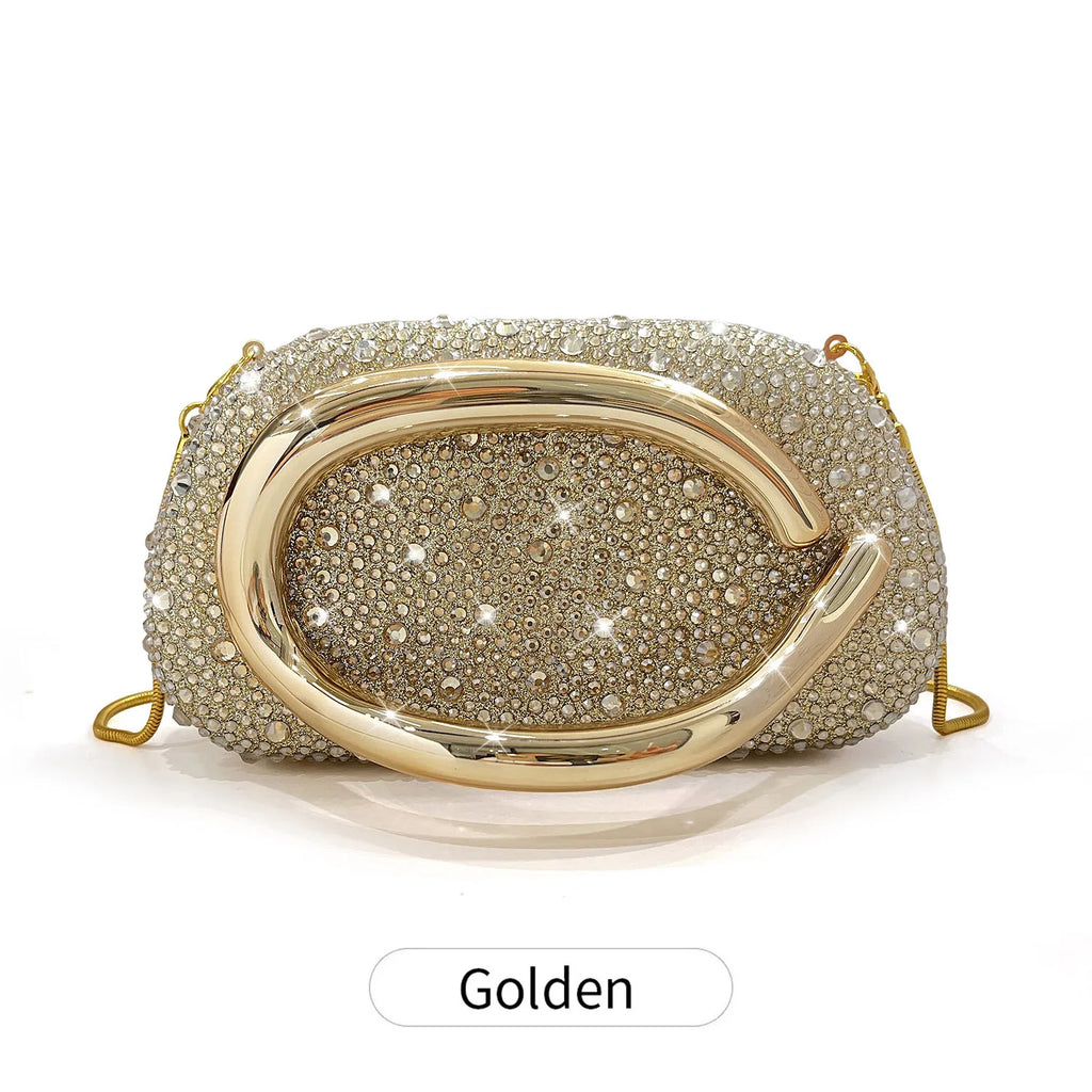 Sparkling Crystal Diamond Women's Evening Clutch Luxury Elegant Round Box Shaped Chain Bag Banquet Party Shoulder Crossbody Bag