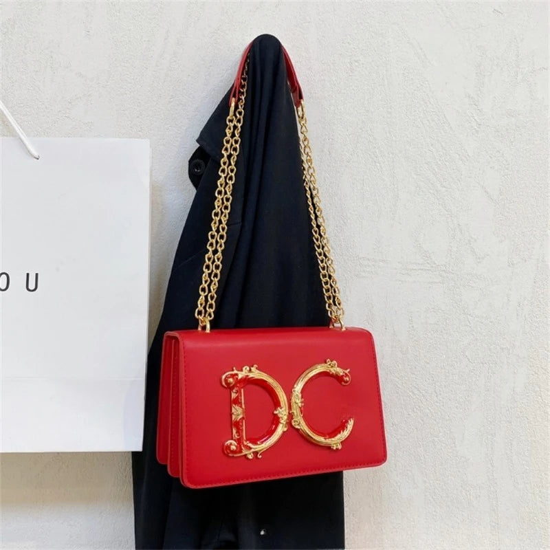 2026 New Edition Solid Color Letter Chain Women's Bag Versatile Fashion Single Shoulder Crossbody Bag