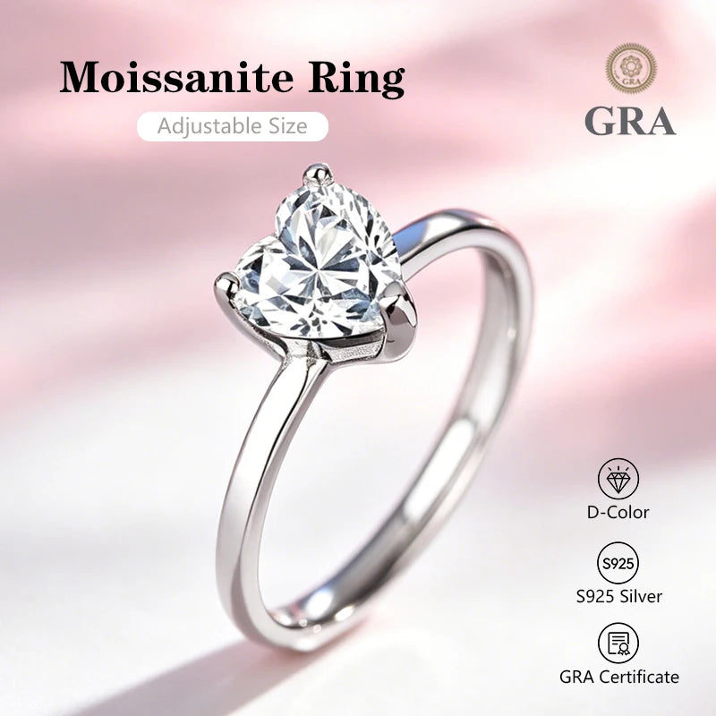 0.5-2.0CT Princess Cut Moissanite Ring D Color S925 Silver Passed Diamond Tester For Women Wedding Luxury Gifts With GRA
