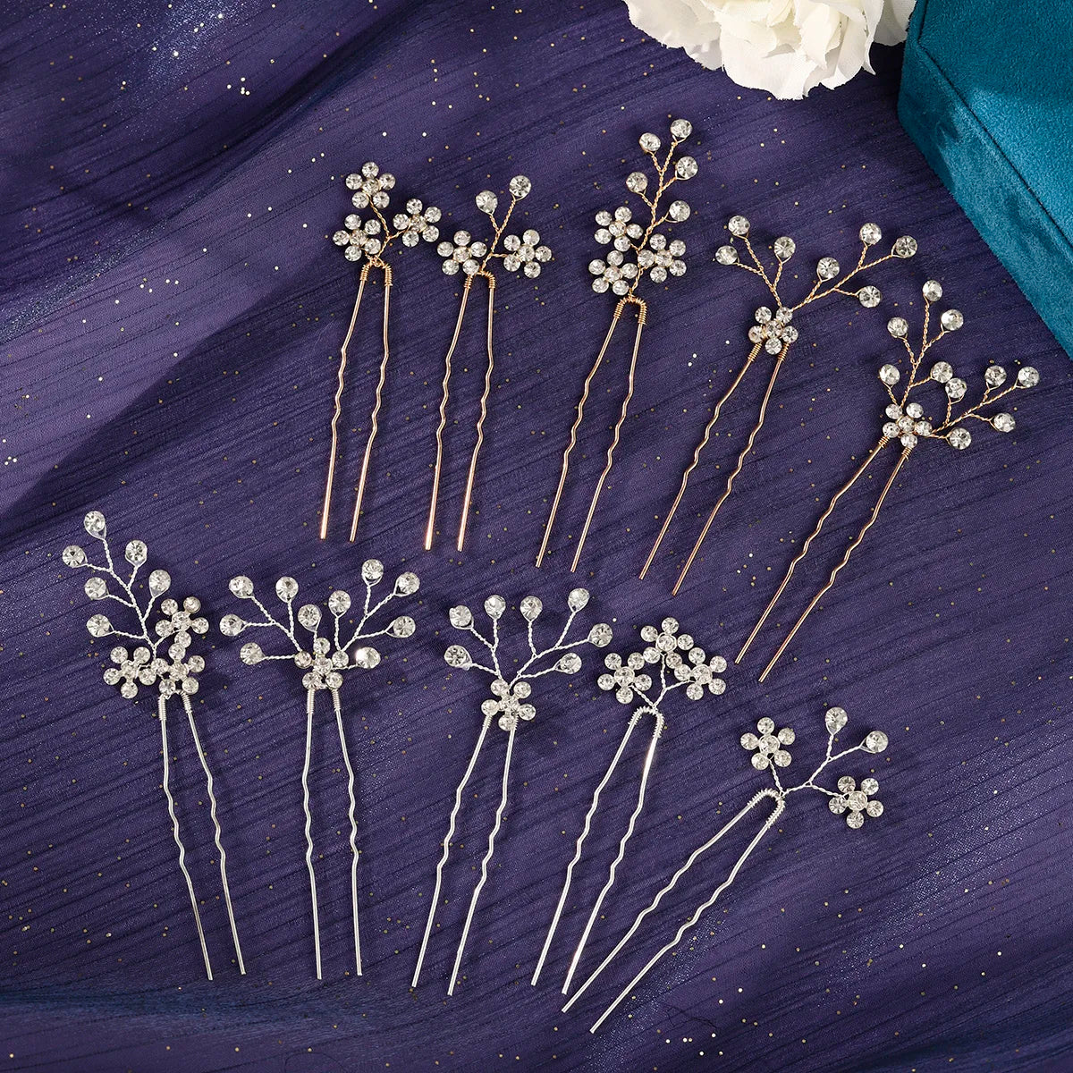 5/10PC Rhinestone Flower Delicate Hairpin Set Classic Handmade Hair Clips For Women Wedding Hair Accessories Elegant Headpieces