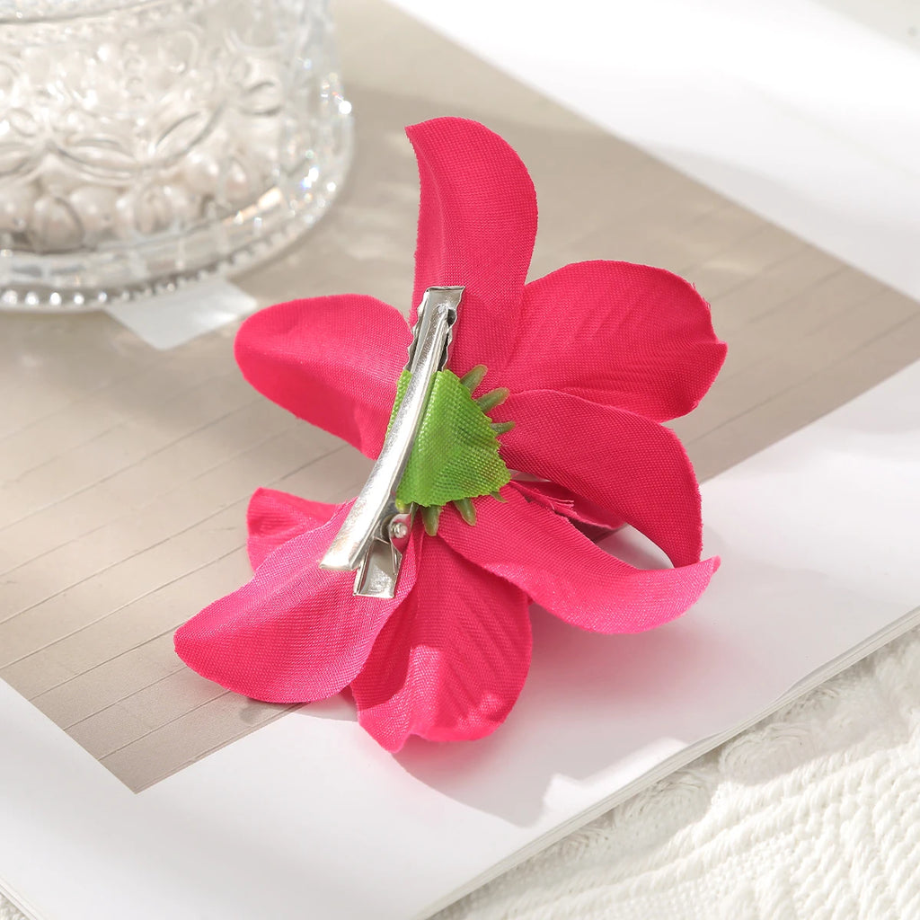 AWAYTR Elegant Bohemian Flower Small Hair Clips Faux Flower Side Pins Hairpin Vacation Beach Hair Accessories for Women