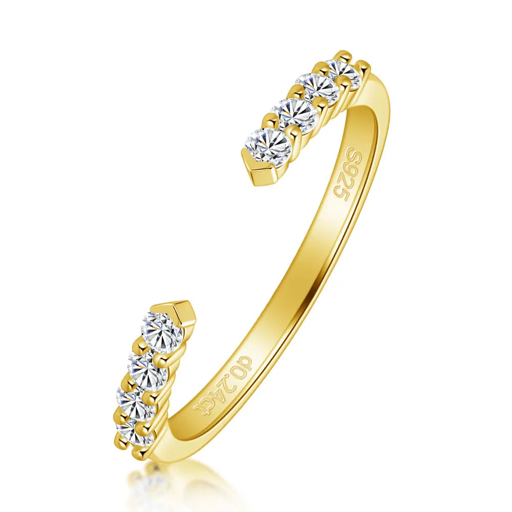 M-JAJA Moissanite Open Wedding Band S925 Sterling Silver for Women Gold Plated Diamond Ring Birthday Party Trendy Jewelry Gifts