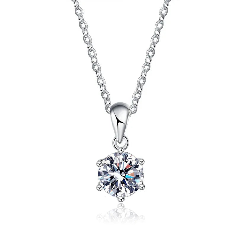 925 Sterling Sliver 100% Real D VVS1 Moissanite Necklace for Woman Fine Wedding Jewelry Accessories Simulated Diamond Party Gift