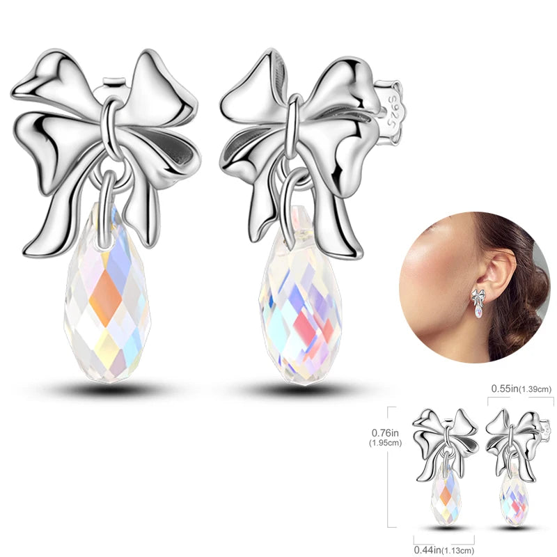 925 Silver Unicorn Rainbow Horse Sparkling Color Gemstone Women's Sweet Earrings Fit for Anniversary Engagement Delicate Jewelry