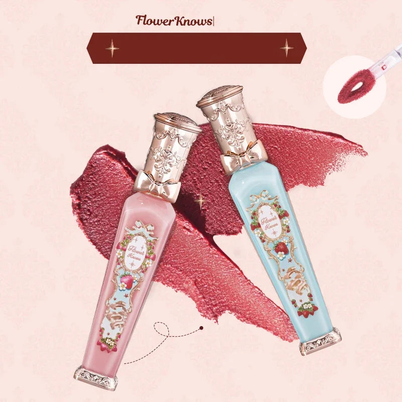 Flowerknows Strawberry Rococo Lip Cream Cloud Liquid Lip Stick Lip Glaze Matte Velvet Korean Makeup Long Lasting Lipgloss