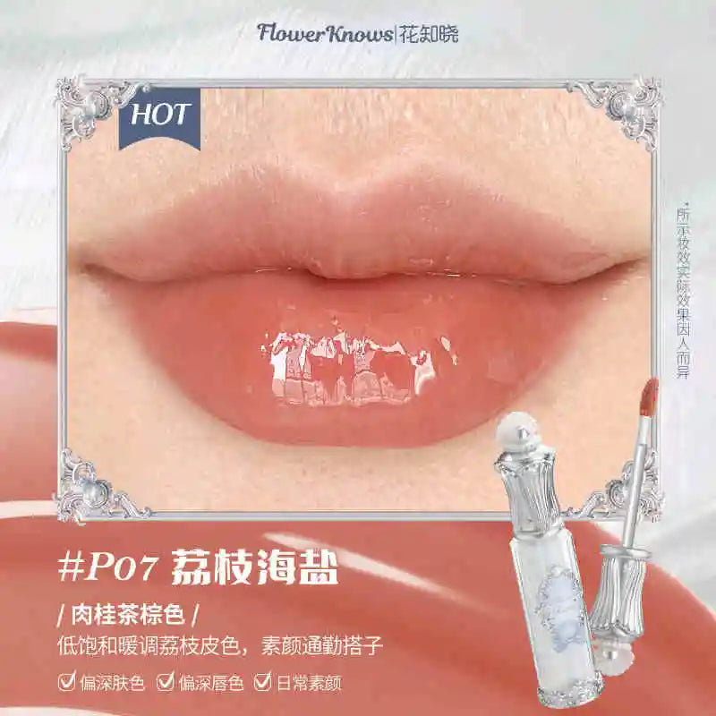 Flower Knows Strawberry Rococo Series Cloud Lip Cream Lip Gloss Long Lasting Velvet Lip Tint Lipstick for Women Cosmetic