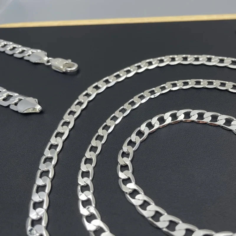 925 Sterling Silver Face Chain Necklace