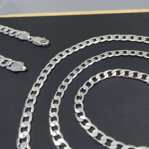 925 Sterling Silver Face Chain Necklace