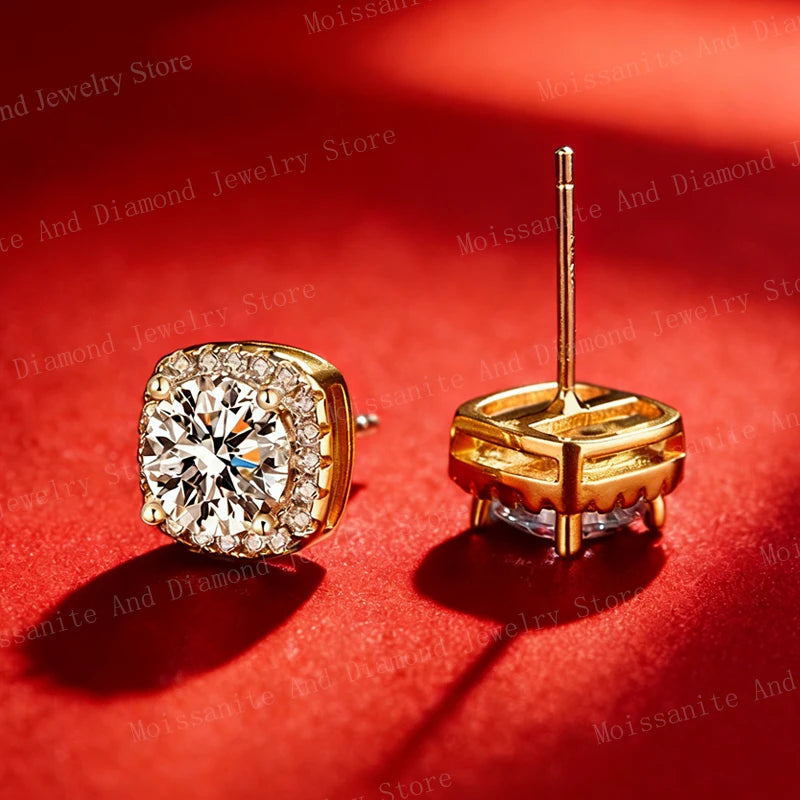 Stellar Moissanite Stud Earrings – 925 Sterling Silver with GRA Certificate