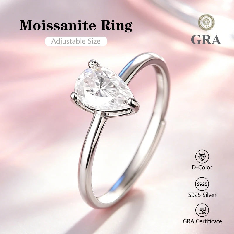 0.5-2.0CT Princess Cut Moissanite Ring D Color S925 Silver Passed Diamond Tester For Women Wedding Luxury Gifts With GRA