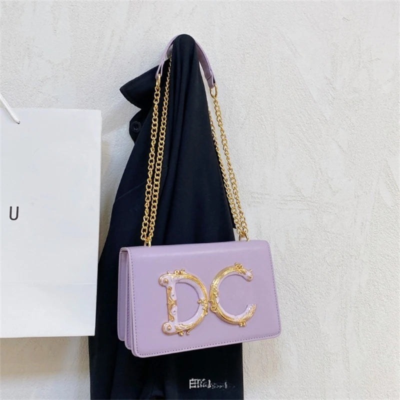 2026 New Edition Solid Color Letter Chain Women's Bag Versatile Fashion Single Shoulder Crossbody Bag