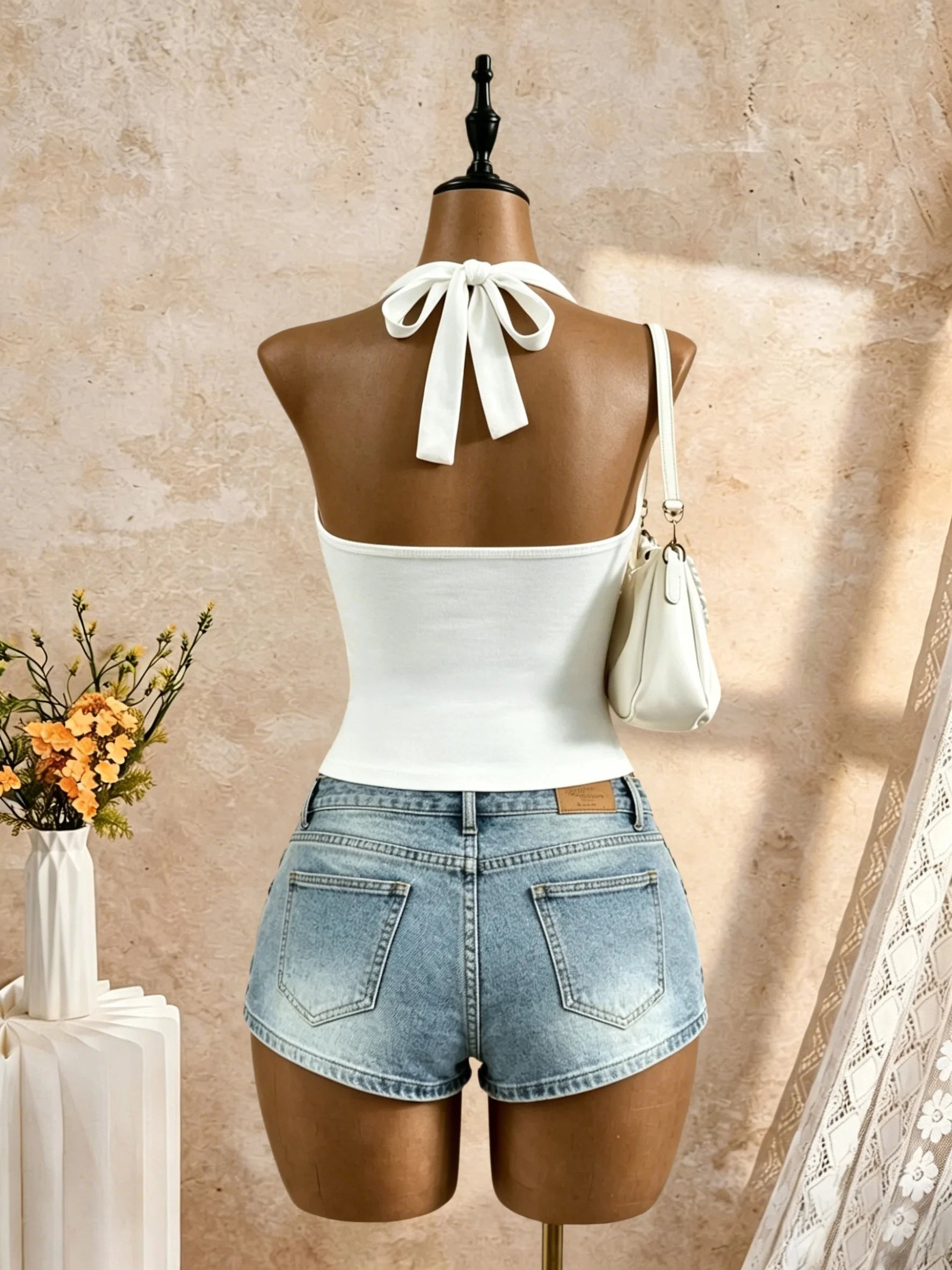 2 Pack Multi-color Women Halter Deep V Cross Wrap Side Ruched Slim Crop Camisole 2026 Summer Y2K Solid Sleeveless Casual Daily T