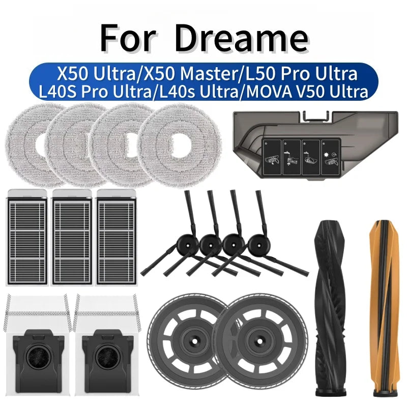 For Dreame X50 Ultra/X50 Master/L50 Pro Ultra/L40S Pro Ultra/L40s Ultra/ V50 Ultra Accessories Brush Filter Mop Cloth Dust Bag
