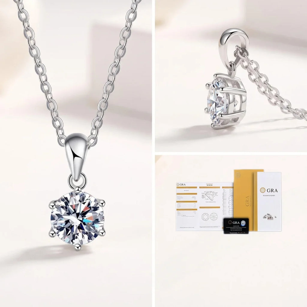 925 Sterling Sliver 100% Real D VVS1 Moissanite Necklace for Woman Fine Wedding Jewelry Accessories Simulated Diamond Party Gift
