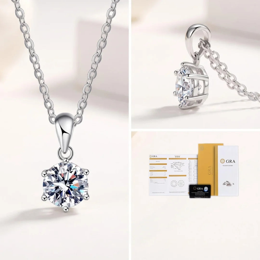 925 Sterling Sliver 100% Real D VVS1 Moissanite Necklace for Woman Fine Wedding Jewelry Accessories Simulated Diamond Party Gift