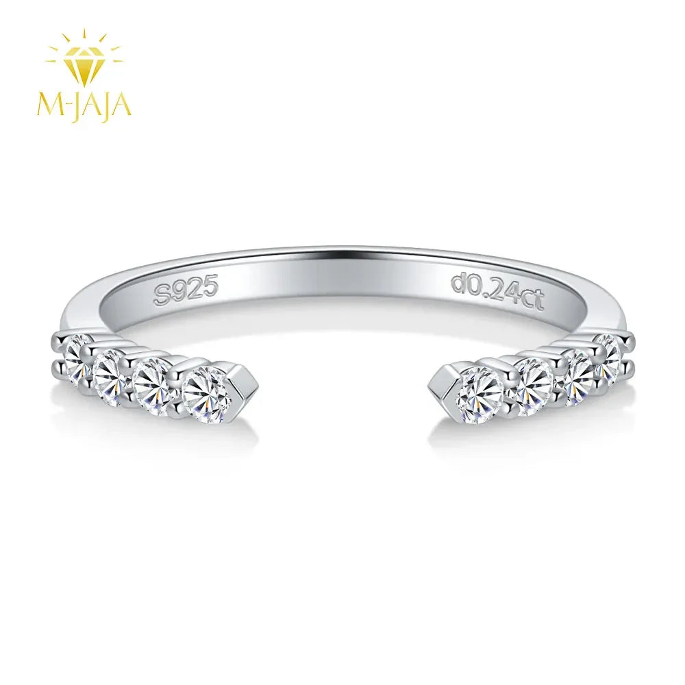 M-JAJA Moissanite Open Wedding Band S925 Sterling Silver for Women Gold Plated Diamond Ring Birthday Party Trendy Jewelry Gifts