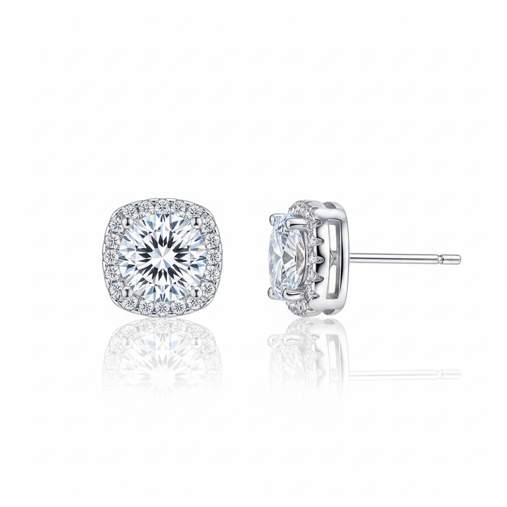 Stellar Moissanite Stud Earrings - 925 Sterling Silver with GRA Certificate